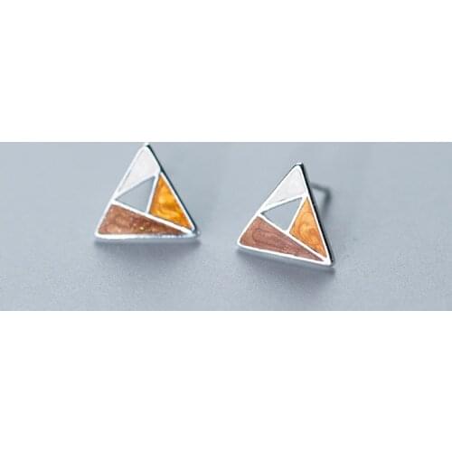 MloveAcc 100% 925 Sterling Silver Korean Style Triangle Round Personality Stud Earring Charm Trend Women Jewelry Popular Sale
