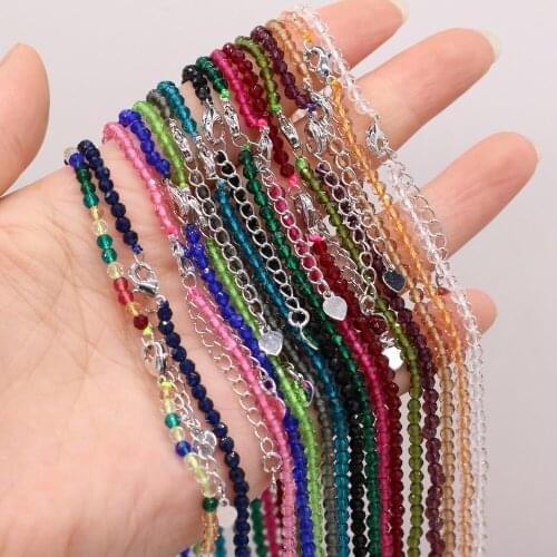 New Mixed Colors Pink White Blue Spinel Beads Necklace Accessory Women Girls Jewelry Gifts Length 38cm Size 3mm