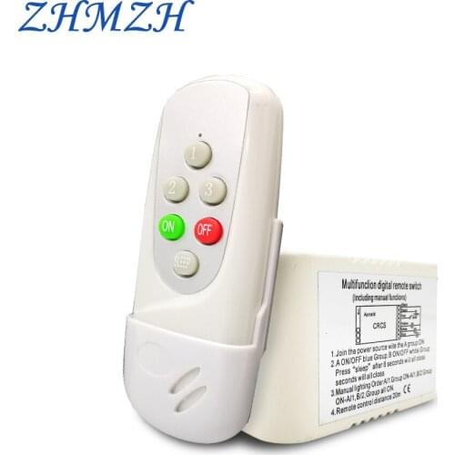 ZHMZH Multifunction Digital Lamps Wireless Remote Control Switch 4 Way 5 Sections Receiver Transmitter For Ceiling Light
