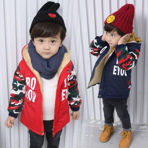 Baby Boys Girls Winter Camouflage Plus Velvet Coat Infant Kids Hoody Fleece Jacket Toddler Warm Parka Denim Windproof Snowsuit
