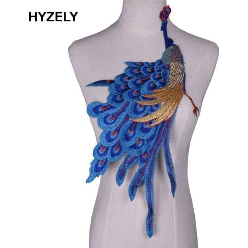 1pc Large Peacock Feather Embroidery Patches for Clothing Fabric Applique African Lace Sew on Dress Clothes Accessory Diy