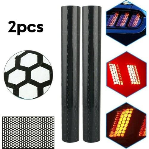 2Pcs Black Car Rear Tail Light Lamp Cover Honeycomb Stickers Protector Taillight Decorative Car Sticker Decal Accessories