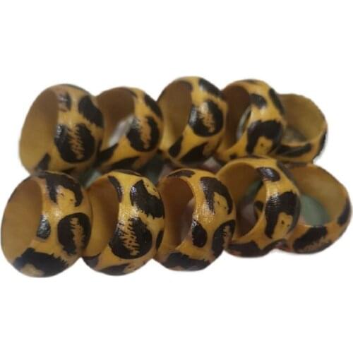 2021 Ins Brown Wood Leopard Printing Wooden Irregular Minimalism Finger Rings Vintage Trendy Korean Fashion Women Party Jewelry