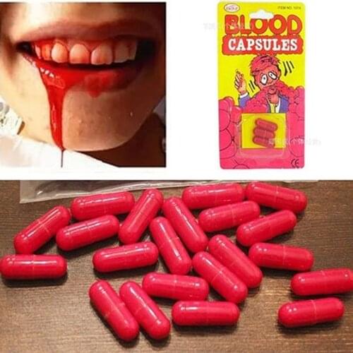 3Pcs/Box Horror Funny Halloween Prop Gag Realistic Fake Blood Pills Capsules