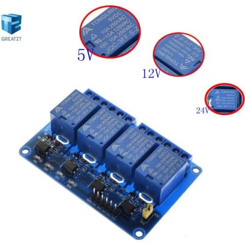 4 way Relay Module 5V 12V 24V 4 Channel Relay Module Shield ARM PIC AVR DSP Electronic 5V 4-Channel Relay Module For Arduino