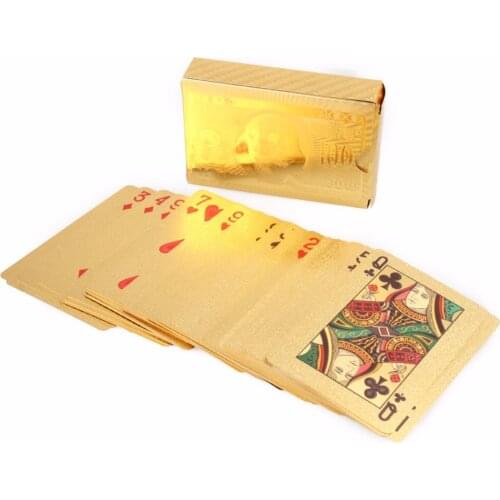 54 Cards Crearive Gift Table Games Certified Pure 24K Carat Novelty Gold Foil Plated Poker Playing Cards