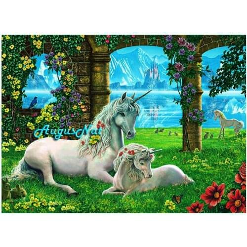 Unicorn diamond painting full round animals wall art scenery diamond dotz landscape diamond drawing sticker needlework craft diy