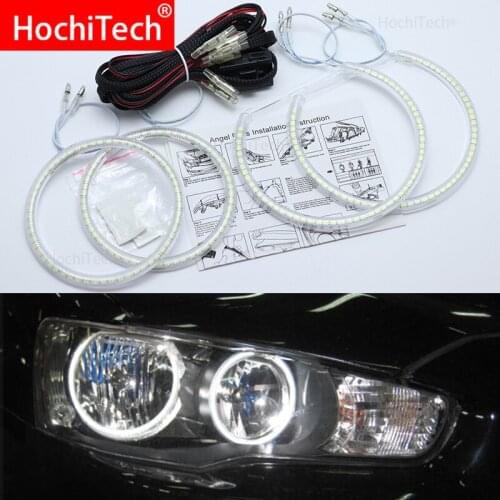 For Mitsubishi Lancer 2008-2015 non projector Halogen headlight Smd Led Angel Eyes kit Excellent Ultra bright illumination DRL
