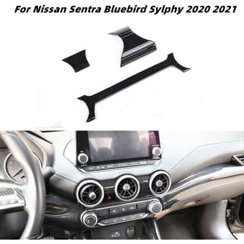 For Nissan Sentra Bluebird Sylphy 2020 2021 Car Interior Accessories Carbon Fiber Center Console Panel Cover Trim Sticker ABS