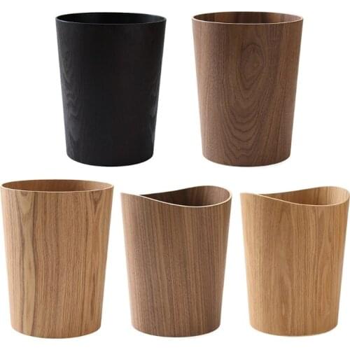 Creative Storage Wooden Trash Can Home Bucket Garbage Bin Hotel Living Room Office Wastebasket Cans Nordic Recycling Bin