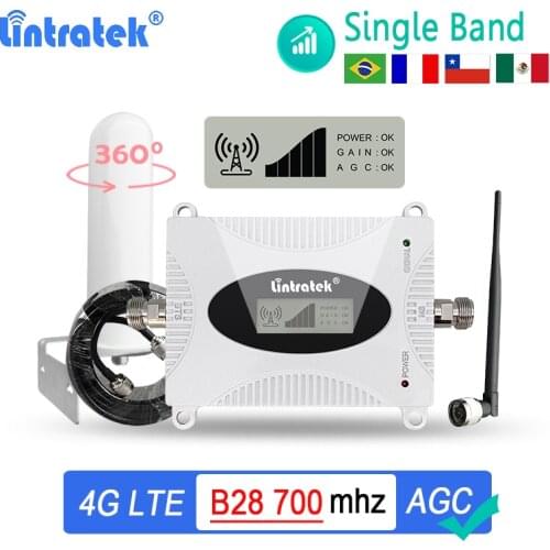 Lintratek 4G Internet Signal Repeater LTE B28 700MHz Single Band Amplifier Network Cellular Booster 10dBi Omni Antennas Kit