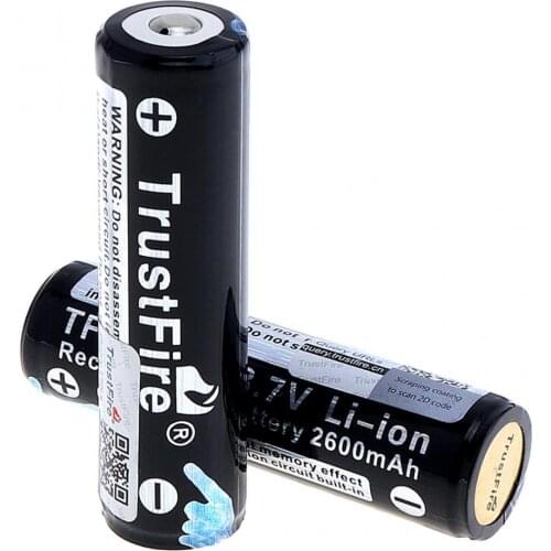TrustFire 18650 Li-ion Battery 3.7V 2600mAh Rechargeable Lithium Batteries with PCB for LED Flashlights Headlamps