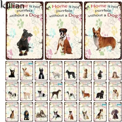 Pet Model Metal Plate Decoration Cute Corgi Shepherd Dog Art Picture Metal Poster Bar Restaurant Club Wall Metal Plaque Decorati