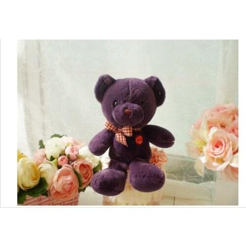 Stuffed animal 25 cm dark purple teddy bear plush toy soft doll gift w1756