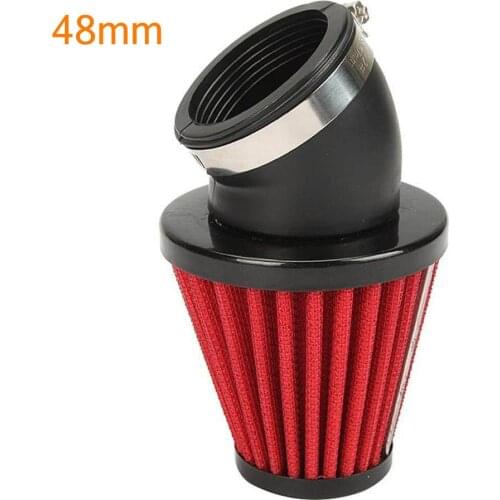 Universal Motorcycle 3.4" Width 48mm 45 Degree Bend Racer Air Intake Filter Kit Red For Scooter Moped Parts Cleaner