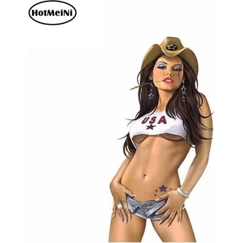 HotMeiNi 13cm x 7.4cm For Ultra Rare Sexy All American Cow Girl Pinup Gir Car Sticker Occlusion Scratch Bumper Window Stickers