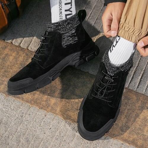 2019 new brand mens snow boots winter warm mens socks boots lace-up boots non-slip mens autumn and winter mens work shoes