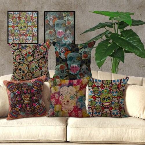 Wholesale 1 piece Creative Halloween Skull Seat pillow cover pillowcase Decorative Home Chair Throw Pillow Case 45*45cm C1020