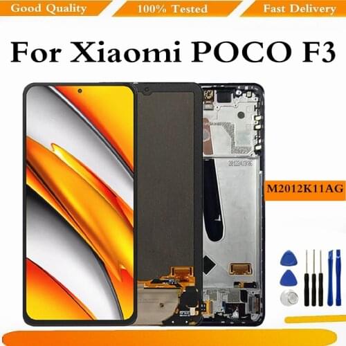 Original For Xiaomi Poco F3 M2012K11AG LCD Display Screen With Frame Touch Screen Digitizer For Pocophone F3