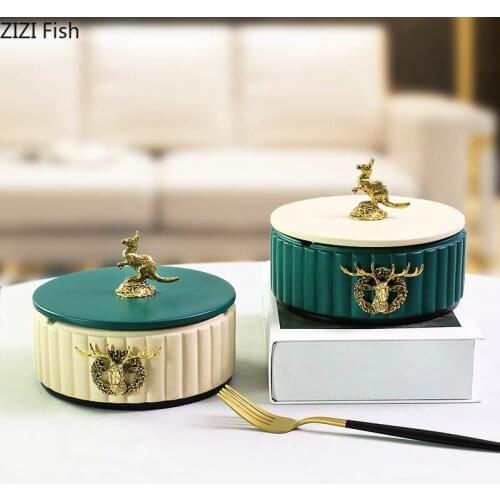 Northern Europe Ceramic Ashtray With cover Anti-Ash Car Large Capacity cigar Ashtray Living Room Office Decoration Gift