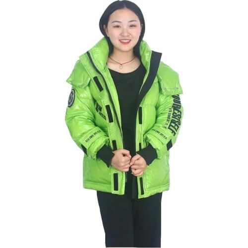 Down jacket female winter short thickened bf wind woman overcoat letter embroidery plus size white duck down Female parker coat