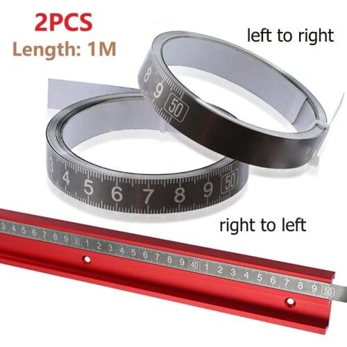 2Pcs 1M Self Adhesive Woodworking Track Tape Measure Tool Backing Metric Stainless Steel Band Tape