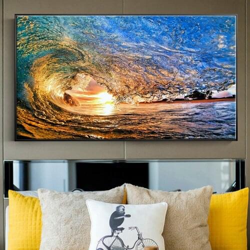 Surfing Ocean Sea Waves Colorful Sun Sport Surfer Poster Wall Art Picture Canvas Printed Art Paintings for Home Decoration