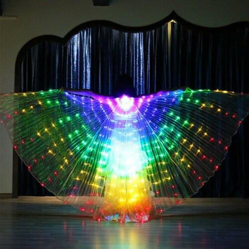 Light Up 360 Degrees Bar Cosplay Belly Dance Glowing Shows LED Wing Rave Adult Stage Wear Performance Props Telescopic Stick