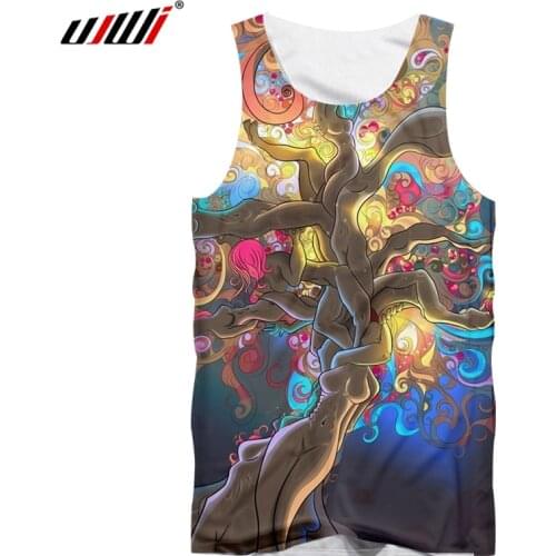 UJWI 2019 Factory Direct Supply Original Sample Design 3D Colorful Tree Print Tank Top Oversized Vest Wholesale