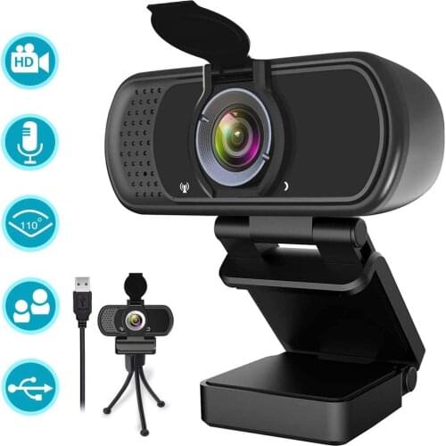 1080P Webcam,Live Streaming Web Camera with Stereo Microphone, Desktop or Laptop USB Webcam with 110 Degree View Angle,HD Webcam