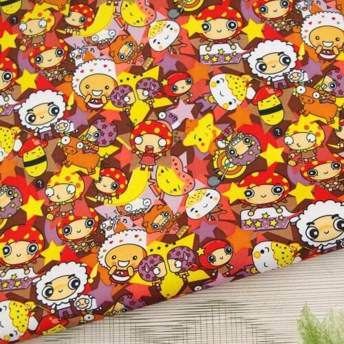PVC coated waterproof fabric - Cartoon - baby and goat (orange) (WF291)