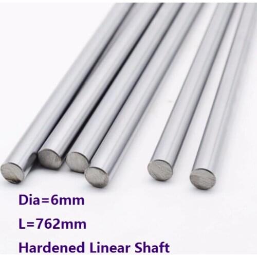 100pcs/lot Dia 6mm shaft 762mm long Chromed plated linear shaft hardened shaft rod bar rail guide for 3d printer cnc parts