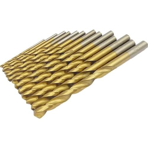 13pc Titanium Hss Twist Drill Bits Set Round shank Metric Spiral Twist Drill 1.5-6.5mm Wood Metal Hole Cutter Drilling Bits Tool