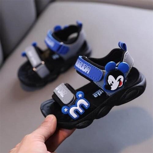 2021 Disney children shoes cute cartoon summer beach sandals Mickey Mouse toddler soft leather sandals girl boys shoes