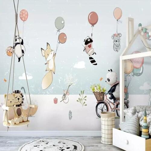 Milofi custom 3D wallpaper mural cartoon animal hot air balloon childrens room background wall living room bedroom decoration p