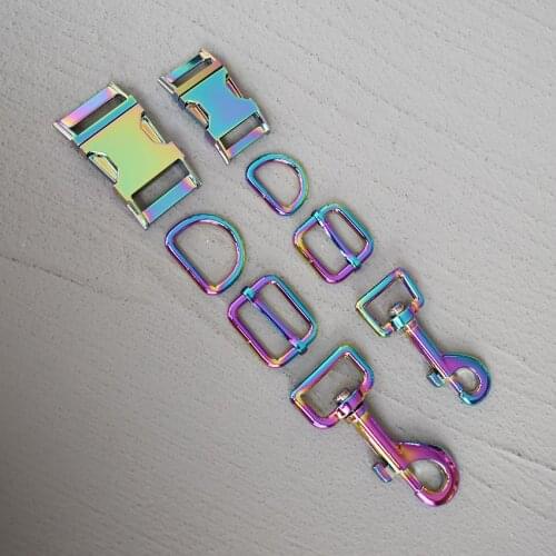 50 Sets 20/25mm Colourful Metal D Ring Adjuter Slider Adjustment Buckle For Pet Dog Collar Necklace Handmade Accessory