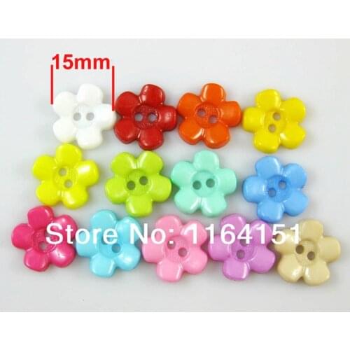 50pcs/pack Children Button Clothing Flower Shape 2 Holes Sewing Children Buttons 15mm