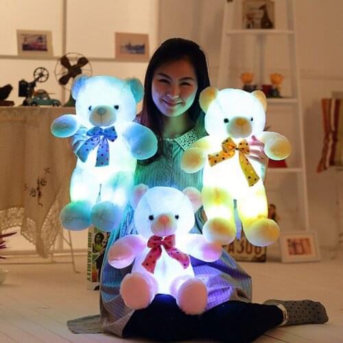 50cm Creative LED Teddy Bear Stuffed Animals Plush Doll Colorful Glowing Bear Plush Light Up Toys Kids Pillow Xmas Birthday Gift