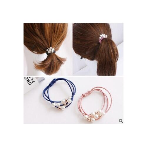 500pcs/lot DIY Multi Simple Nine Pearls Three-Tier Rubber Bands Elasticity Hair Rings Styling Tools Accessories HA736