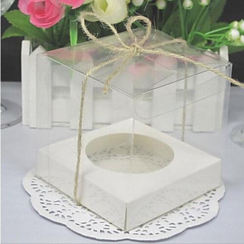 9*9*9CM PVC Clear Cupcake Box Weddding Party Supplier Candy Cake Box Food Transport Packing Gift Box with Bottom Bracket