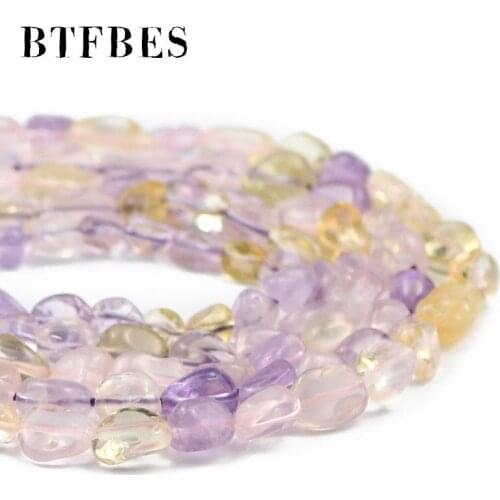 BTFBES Natural Irregular purple Pink yellow 3 colors crystal Smooth Gravel Loose beads for Jewelry making DIY bracelets Earrings