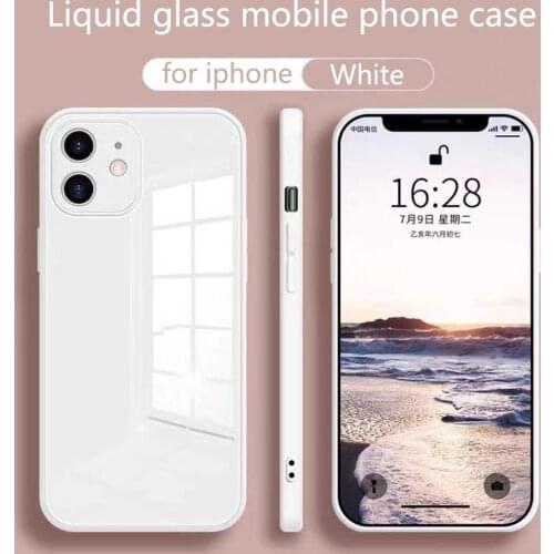 For iPhone 11 12 Pro Max Mini XR XS X 8 7 6 6S Plus SE 2 2020 Case Liquid Square Tempered Glass Shockproof Soft Frame Back Cover
