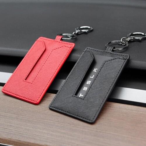 Business fashion Card Cover Keychain Holder Keychain For Tesla Model 3 Y S X Accessories Card Key Set Holder Case Key Bag Clip