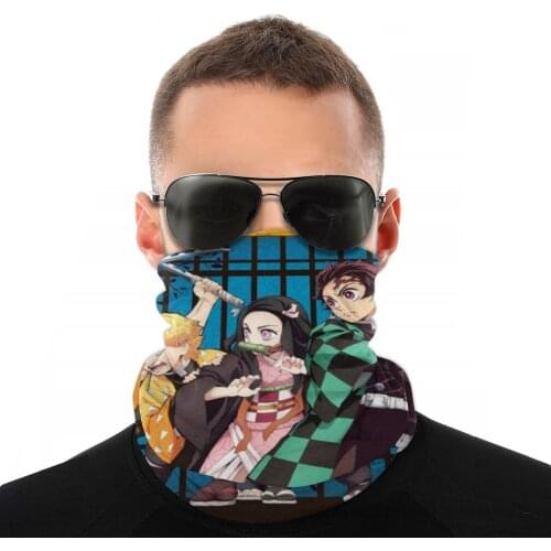Demon Slayer: Kimetsu No Yaiba Kimetsu Magic Scarf Half Face Mask Halloween Mask Tubular Bandana Windproof Headwear Campin
