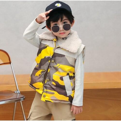 Childrens Vests 2021 Autumn and Winter New Big Childrens Thickening and Velvet Boys Vest Baby Coats Toddler Outwear Waistcoat
