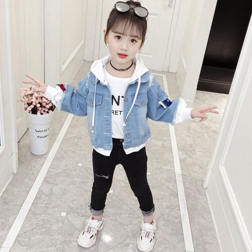 Girls Denim Jacket 2021 New Net Red Childrens Clothing Childrens Spring Autumn Korean Style Childrens Little Girl Tops