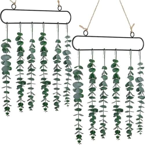 FQYL 2 Pieces Eucalyptus Wall Hanging Artificial Eucalyptus Fake Plant Wall Decor Christmas Decor Vine Decoration Boho Home