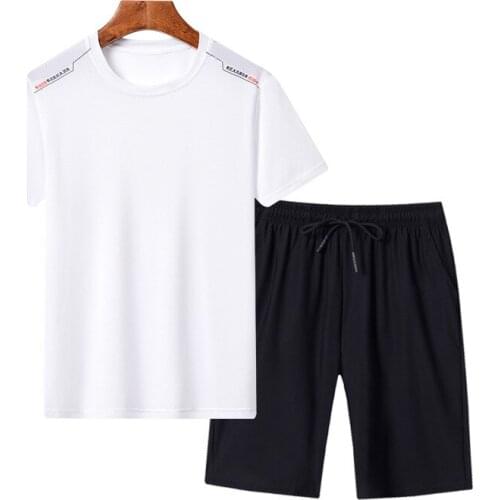 Boys Summer Ice Silk Cotton T Shirt +Shorts 2Pcs Clothing Set Teens Breathable Home Wear Kids Children Outdoor Sports Tracksuit