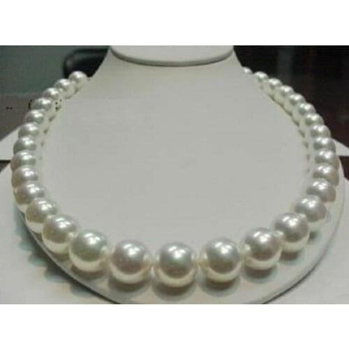 14K GOLD CLASP 18INCH HOT AAA RARE 12-13MM WHITE SOUTH SEA PEARL NECKLACE