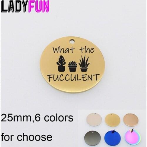 What The Fucculent Charm Stainless Steel Funny Cactus Succulent Charms Laser Words DIY Charms High Polish Pendant 25mm 10pcs